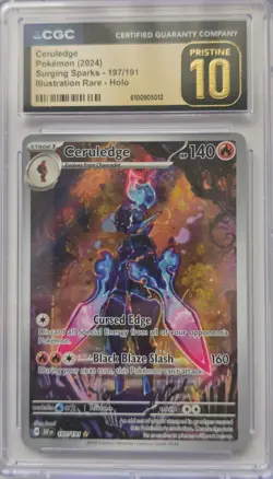 💥CGC Pristine Mint 10 Ceruledge 197/191 Pokemon Surging Sparks SSP EN - Image 1