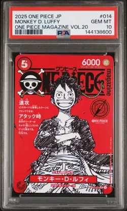 2025 ONE PIECE JPN PROMOS ONE PIECE MAGAZINE VOL.20 #014 MONKEY D. LUFFY PSA 10 - Image 1