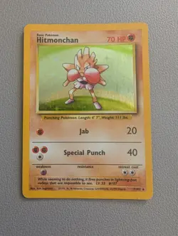 Pokemon Hitmonchan Base Set Holo Rare 7/102 1999 Basic 70 HP WOTC Card - Image 1