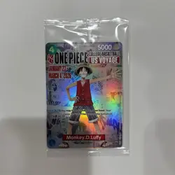 One Piece CCG Monkey.D.Luffy US Voyage Foil Character Card P-055 5000 Power - Image 1