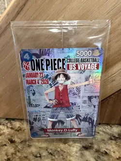 One Piece Sealed College Basketball US Voyage Monkey.D.Luffy Promo Card - Image 1