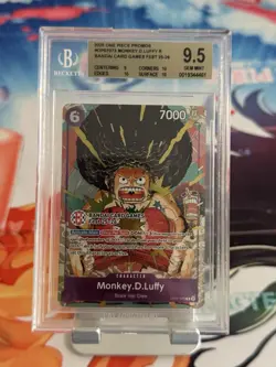 BGS 9.5 Afro Luffy OP07-073 Promo One Piece Bandai Card Games Fest 25-26 English - Image 1