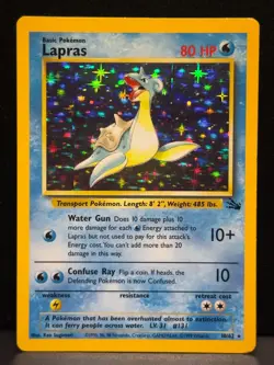 Lapras 10/62 WOTC Fossil Rare Unlimited Holo Holo Pokemon Card MP - Image 1