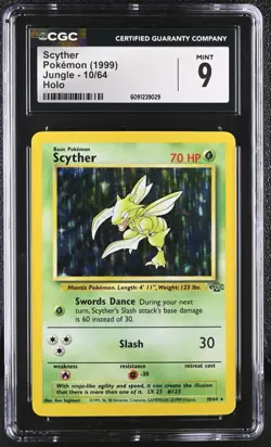 CGC 9 MINT Scyther 1999 Jungle 10/64 Holo Pokemon Card - Image 1