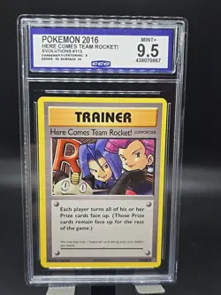 2016 Pokemon XY Evolutions #113 - HERE COMES TEAM ROCKET! CCG 9.5 MINT - Image 1