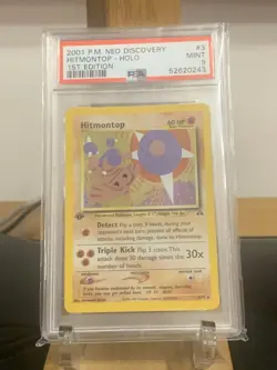 Pokemon PSA 9 1st Edition Neo Discovery Hitmontop Holo Rare 3/75 MINT - Image 1