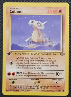 Near Mint - Vintage Pokemon TCG Jungle WoTC Cubone 1st Edition #50/64 - Image 1