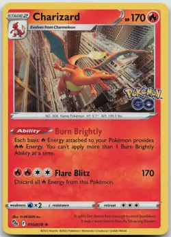 Charizard Holo Rare Pokemon GO 010/078 NM - Image 1