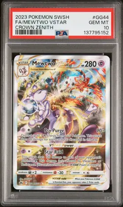 Pokemon Mewtwo VSTAR Crown Zenith Galarian Gallery Full Art #GG44 PSA 10 - Image 2