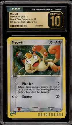 Pokemon Meowth EX Series Collector's Tin Black Star Promo #013 CGC 10 Pristine - Image 1