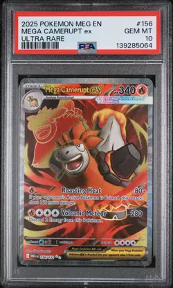 2025 POKEMON MEG EN-MEGA EVOLUTION #156 MEGA CAMERUPT ex ULTRA RARE PSA10 - Image 1