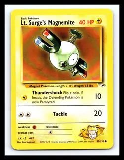 💥 Lt. Surge's Magnemite (Gym Heroes Set Pokemon 2000) Vintage # 80/132 - Image 1