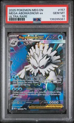 2025 POKEMON MEG EN-MEGA EVOLUTION ULTRA RARE #157 MEGA ABOMASNOW EX PSA 10 - Image 1