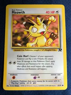 2000 POKEMON TEAM ROCKET #62/82 MEOWTH UNLIMITED COMMON - Image 3