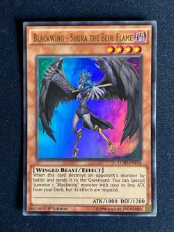 Yugioh! 1x Blackwing - Shura the Blue Flame LC5D-EN114 Ultra Rare 1st Ed M/NM! - Image 1