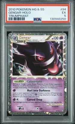 2010 POKEMON HEARTGOLD & SOULSILVER TRIUMPHANT #94 GENGAR-HOLO PSA 5 - Image 1