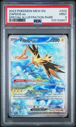 2023 Pokemon Mew En-151 #202 Zapdos Ex Special Illustration Rare PSA 9 - Image 1