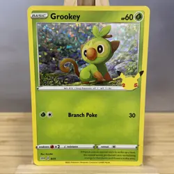 Grookey 8/25 Confetti Holo - Pokemon 25th Anniversary McDonald's Promo 2021 - NM - Image 1