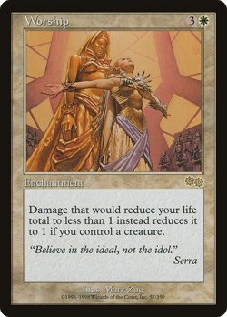 Worship #57 (HP) Urza's Saga USG Magic MTG - Image 1