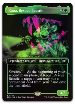 Kona, Rescue Beastie (Showcase) #358 (Foil) (NM) Duskmourn DSK Magic MTG - Image 1
