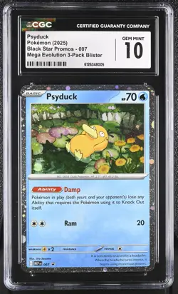 2025 CGC 10 Graded Pokemon Psyduck 007 Mega Evolution 3-pack Blister - Image 1