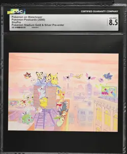2000 CGC 8.5 Graded Pokemon Pokemon On Watertower Stadium Gold & Silver - Image 1