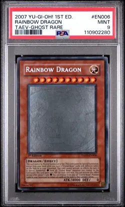 2007 Yu-Gi-Oh! Rainbow Dragon TAEV-EN006 1st Edition Ghost Rare PSA 9 - Image 1