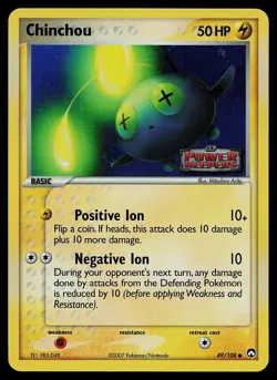Pokemon Card - Chinchou Power Keepers 49/108 Common Reverse Holo STAMPED - Image 1