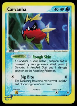 Pokemon Card - Carvanha Ruby and Sapphire 51/109 Common Reverse Holo - Image 1