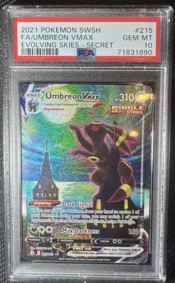 Pokemon 2021 Umbreon VMAX 215/203 Full Art SR Evolving Skies GEM MINT PSA 10 - Image 1