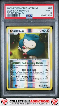 2009 Pokemon Platinum Rising Rivals #81 Snorlax Rev.Foil PSA 9 Mint - Image 1