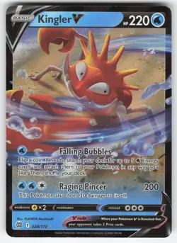 Kingler V 28/172 Pokemon TCG SWSH09: Brilliant Stars NM - Image 1