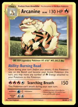 Pokemon XY - Evolutions #18/108 Arcanine Rare Near Mint or Better - Image 1