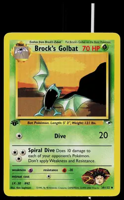 Pokemon Card - Brock's Golbat Gym Heroes 39/132 Uncommon 1st Edition - Image 1