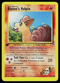 Pokemon Card - Blaine's Vulpix Gym Heroes 65/132 Common 1st Edition - Image 1