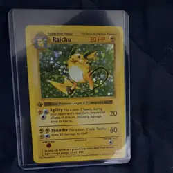 Pokemon Raichu Base Set Holo Rare Stage 1 80 HP 14/102 Wizards Pokemon TCG Card - Image 1