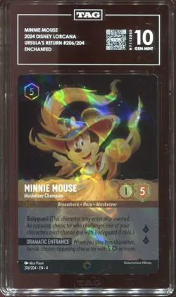 Disney Lorcana Minnie Mouse Musketeer Champion Enchanted Graded Tag 10 #206 - Image 3