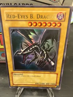 Yu-Gi-Oh! TCG Red-Eyes Black Dragon SDJ-001 Vintage Holo Rare Card 1996 - Image 1