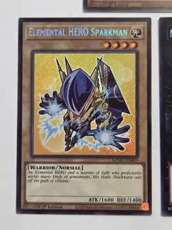 Elemental HERO Sparkman MZMU-EN059 Secret Rare 1st Edition Yugioh Chibi Art Set - Image 3