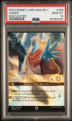Disney Lorcana Hades King of Olympus Enchanted Holo 205/204 PSA 10 - Image 1