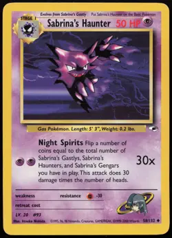 Sabrina's Haunter #58 Gym Heroes Pokemon Card - Image 1