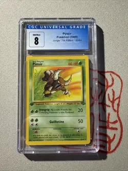 Pokemon TCG Pinsir Jungle Card 25/64 1st Edition Unlimited Rare Non-Holo CGC 8 - Image 1