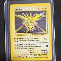 Pokemon Zapdos 16/102 Base Set Holo Rare 90 HP English Card - Image 1
