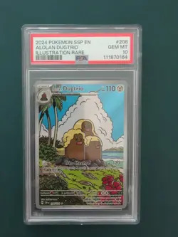 Alolan Dugtrio Holo Illustration Rare Card 208/191 SV08 Surging Sparks PSA 10 - Image 1