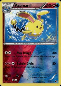 Azumarill Uncommon XY Steam Siege 77/114 Fairy Water Reverse Holo Pokemon Card - Image 1