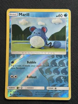 Marill~ Reverse Holo (HP) ~ Cute Asako Ito Crochet Pokemon Cards Gallery - Image 1