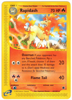 Rapidash 62/165 Expedition Base Set Regular Rare E-Reader Pokemon Card - Image 1