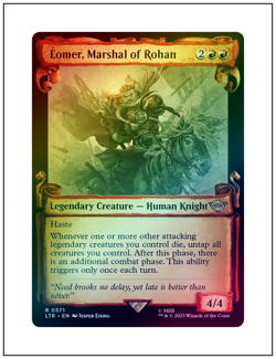1x Eomer, Marshal of Rohan, Showcase Scroll Foil, LOTR, Magic MTG NM - Image 1