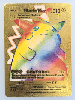 Pokemon Pikachu VMAX Gigantamax Gold Foil Fan Art Collector Card TCG Rainbow - Image 1
