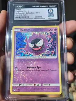 Pokemon World Record Holder - 2019 McDonald's Confetti Holo Gastly CGC - Image 1
